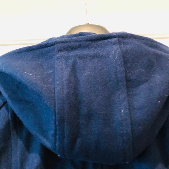 Blue wool car coat with hood. XXL EUC - Picture 2 of 3